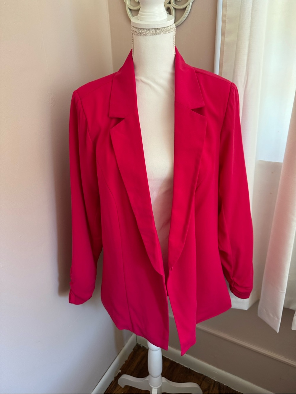 JustFab Bright Pink Open-Front Blazer Jacket